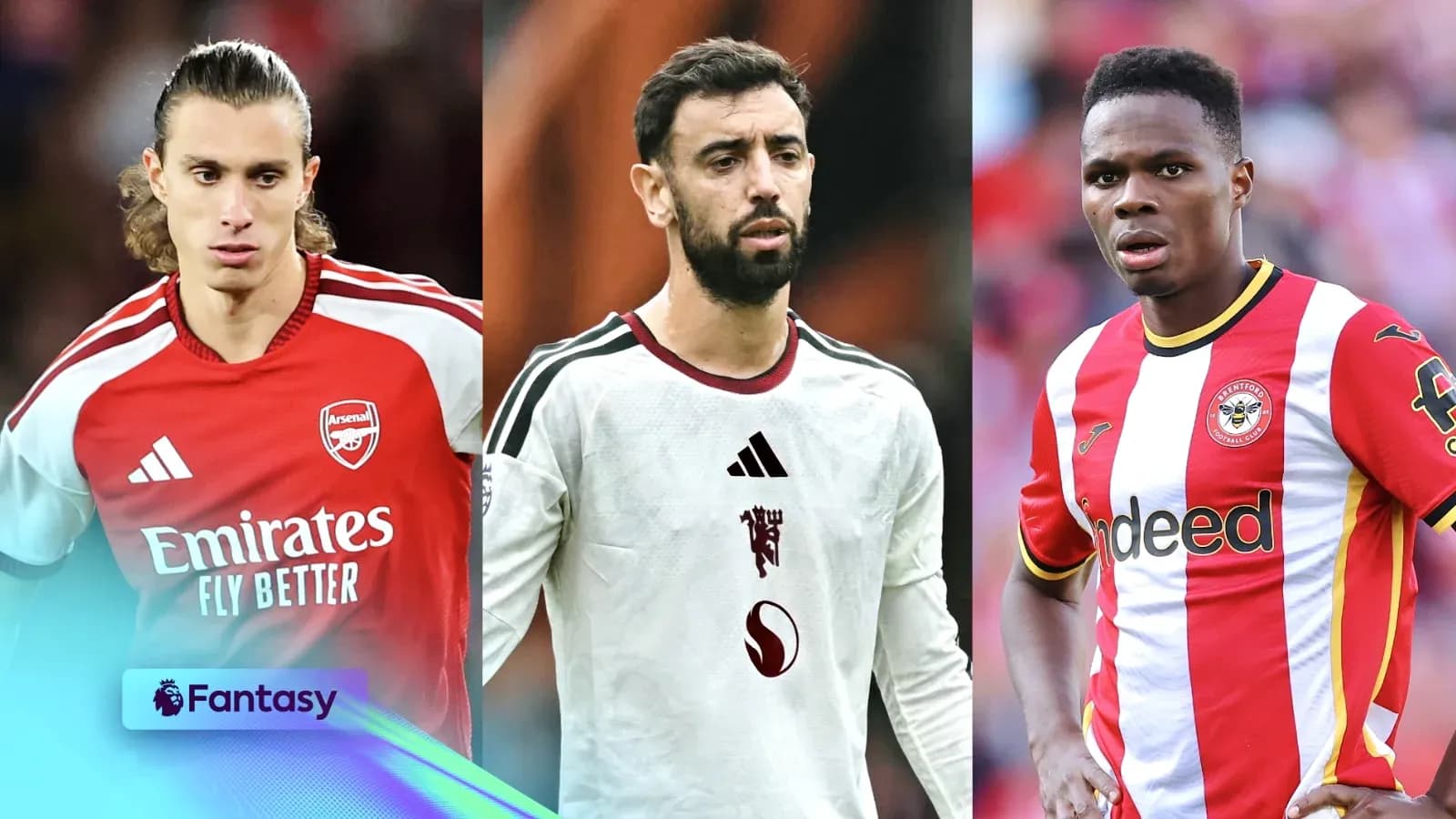 Tres jugadores de fútbol en sus camisetas de equipo