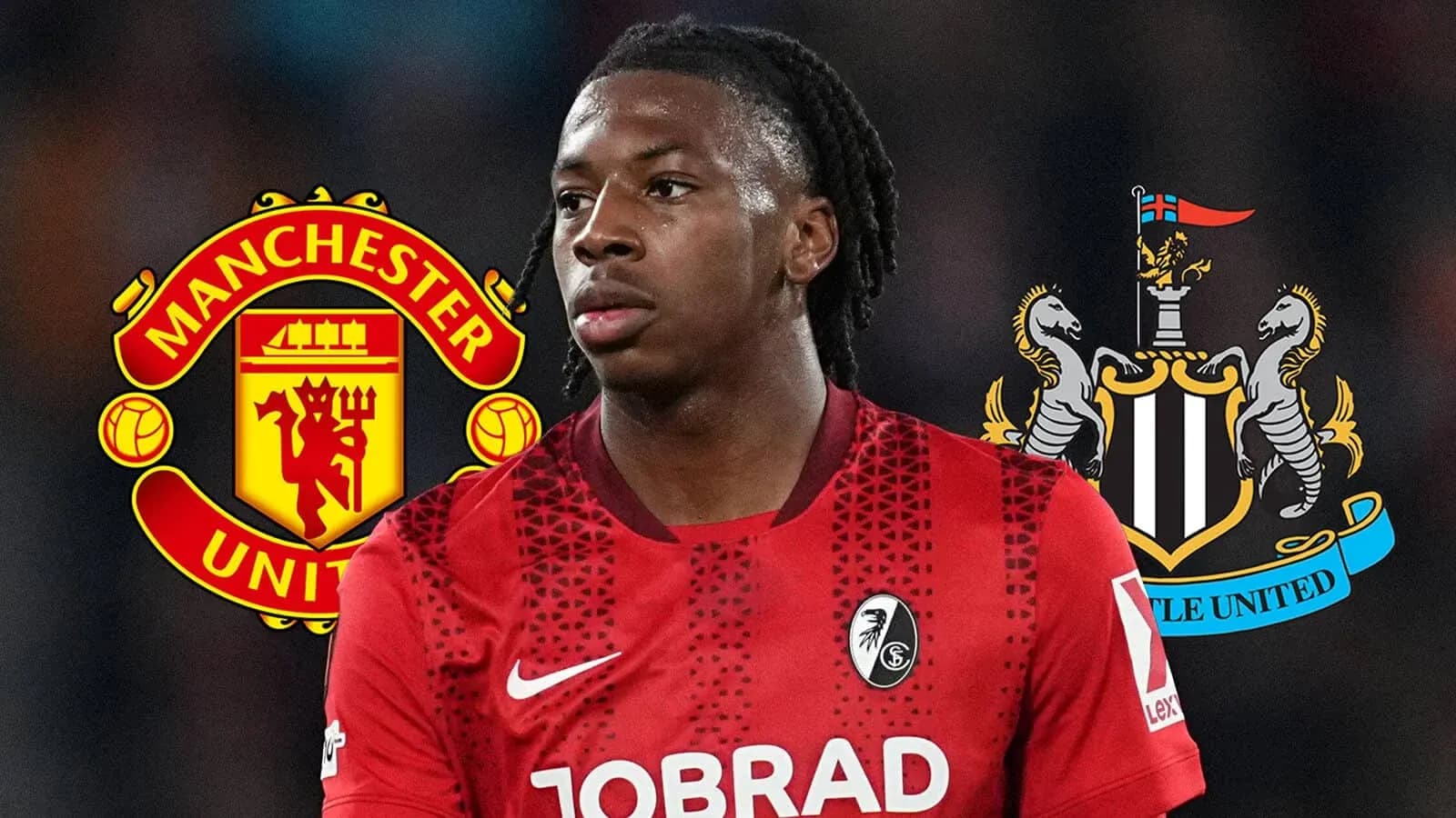 Jugador con camiseta de Bournemouth entre logos de clubes