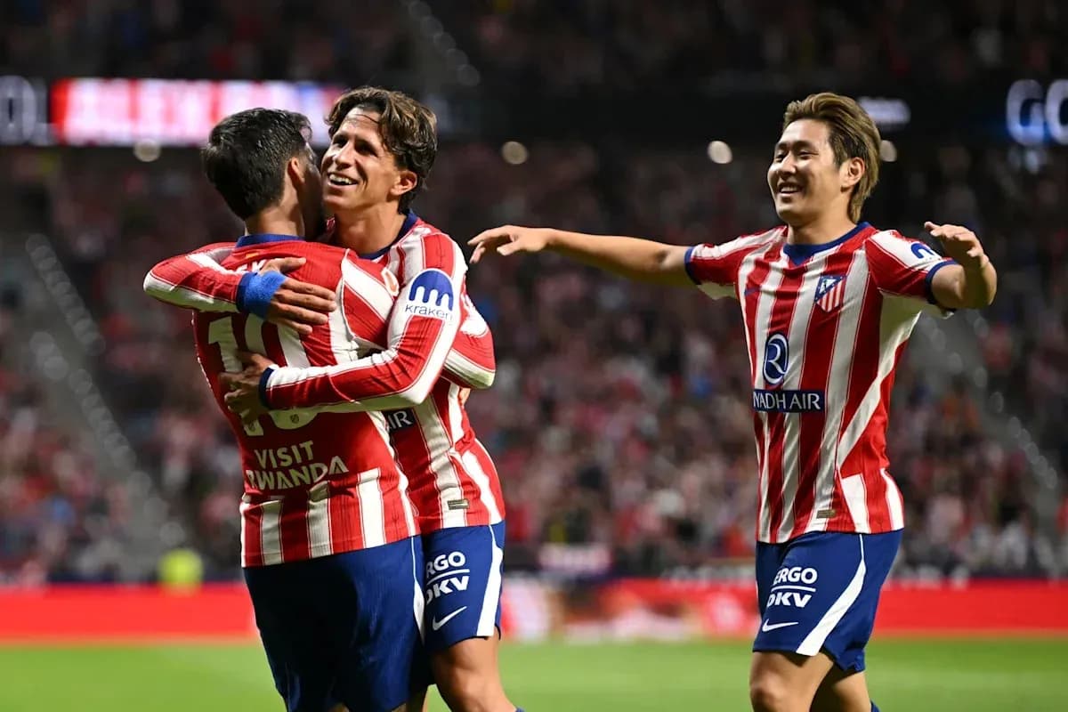 Jugadores de Atlético de Madrid celebrando un gol