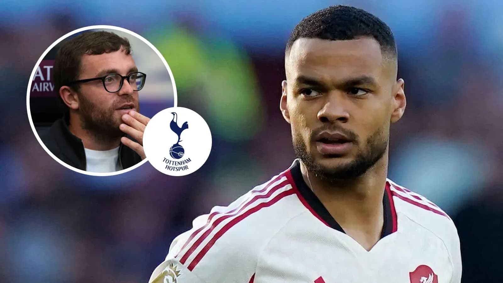 Jugador de fútbol en acción con logotipo de Tottenham