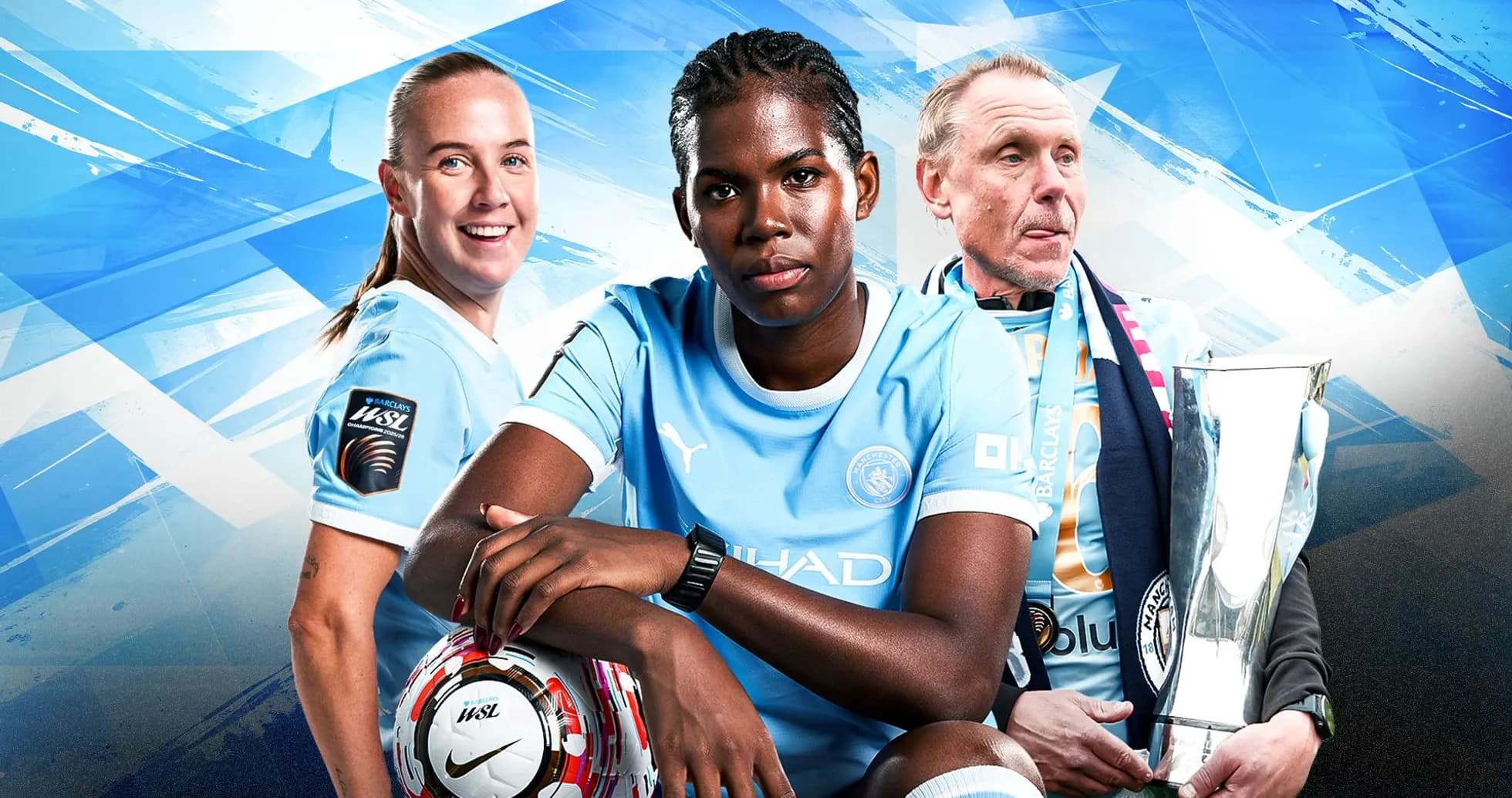 Jugadores de fútbol de Manchester City posando juntos