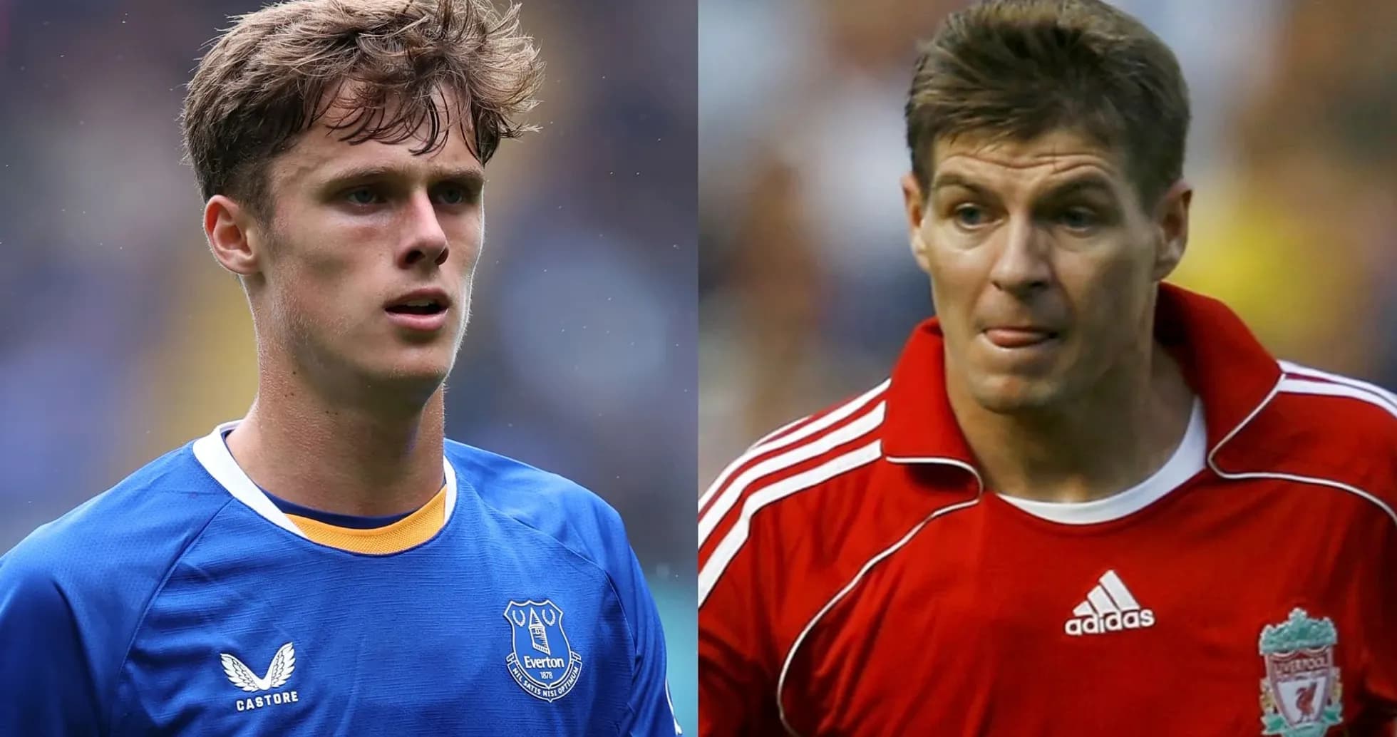 Jugadores de Everton y Liverpool en acción