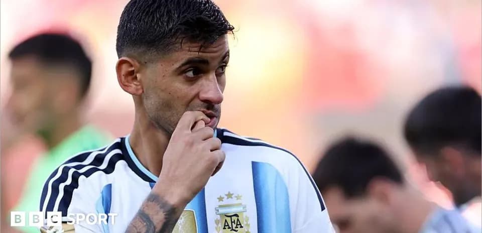 Jugador de Argentina durante el calentamiento antes del partido