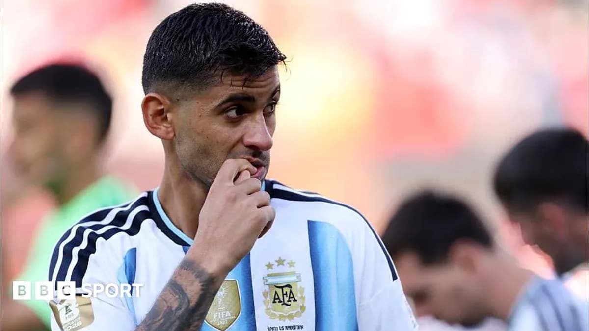 Jugador de Argentina durante el calentamiento antes del partido