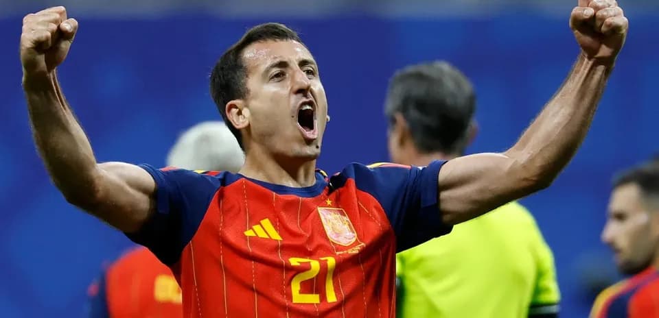 Jugador de España celebrando un gol en el partido