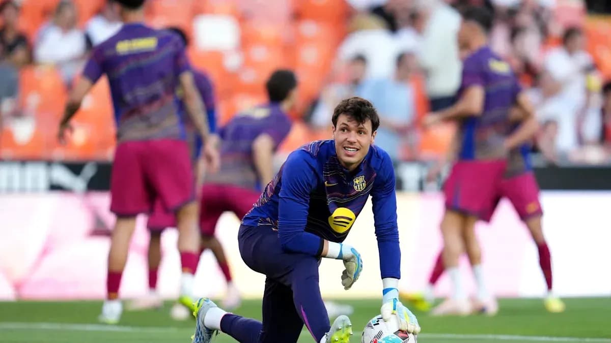 Portero de Barcelona entrenando en el campo