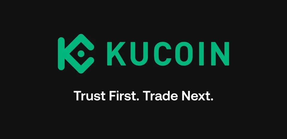 Logotipo de KuCoin con lema comercial