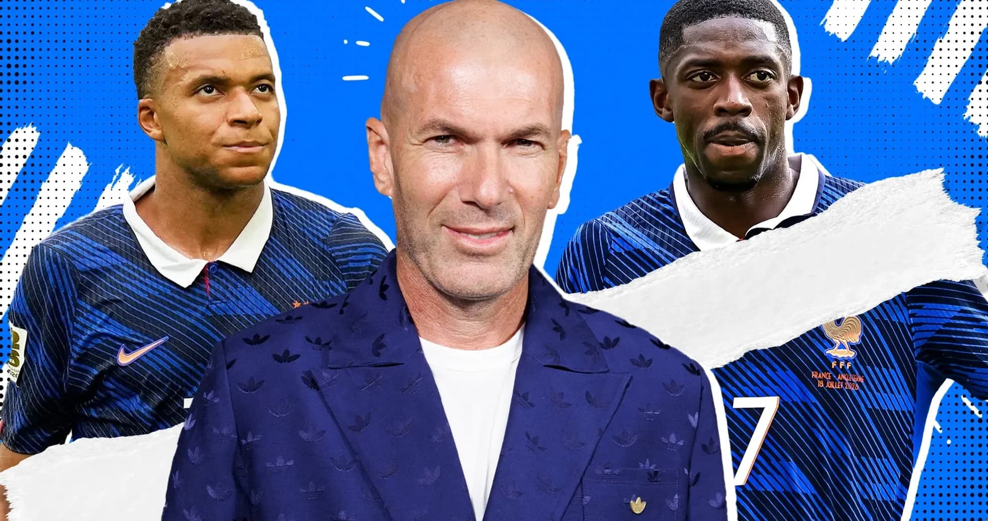 Kylian Mbappé, Zinedine Zidane y Ousmane Dembélé