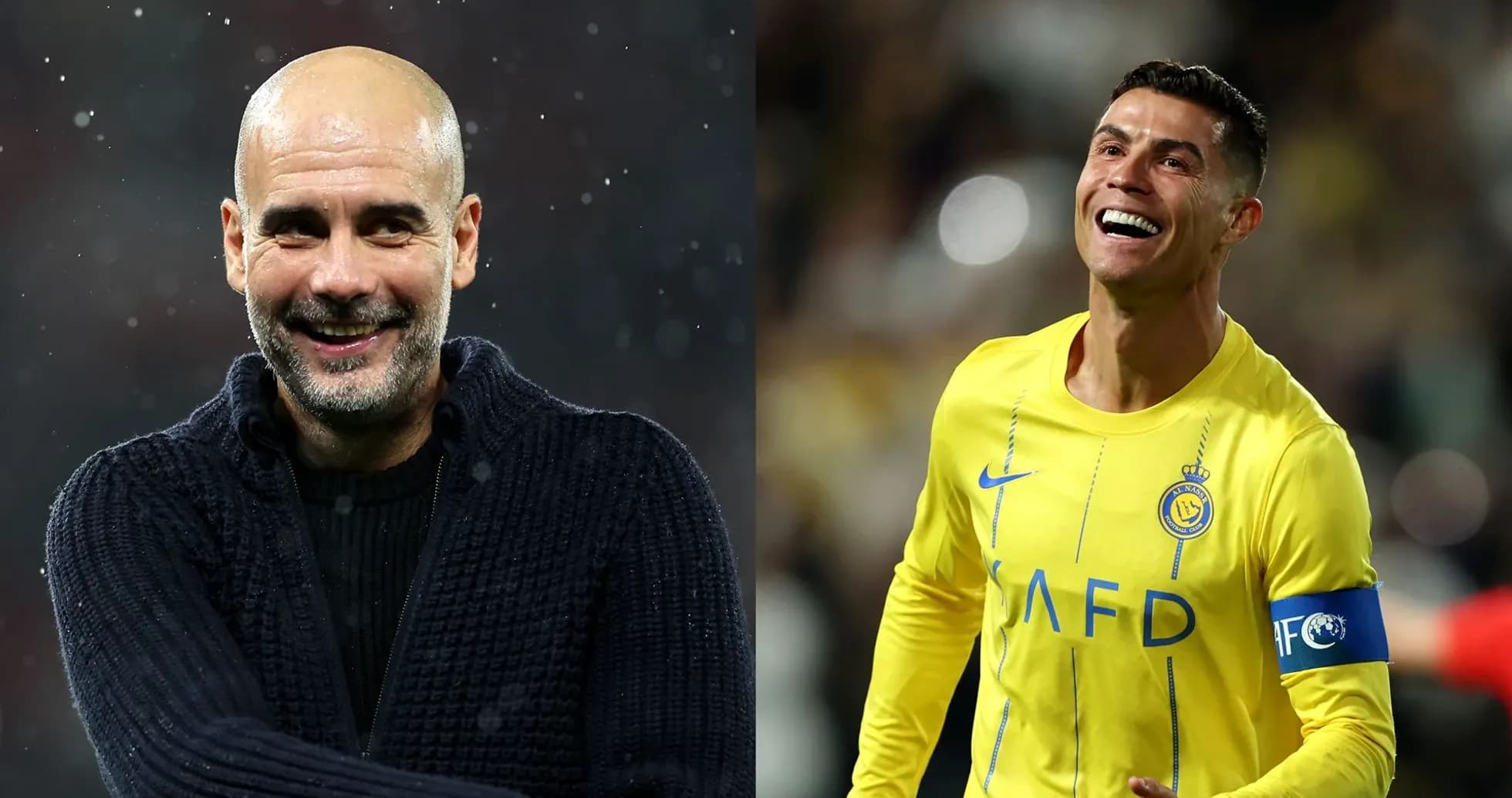 Pep Guardiola y Cristiano Ronaldo en poses diferentes