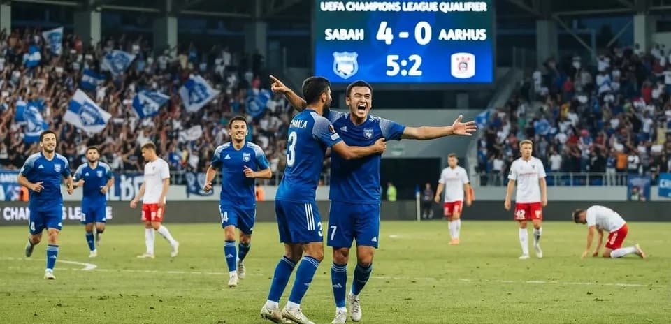 Jugadores de Sabah celebrando un gol