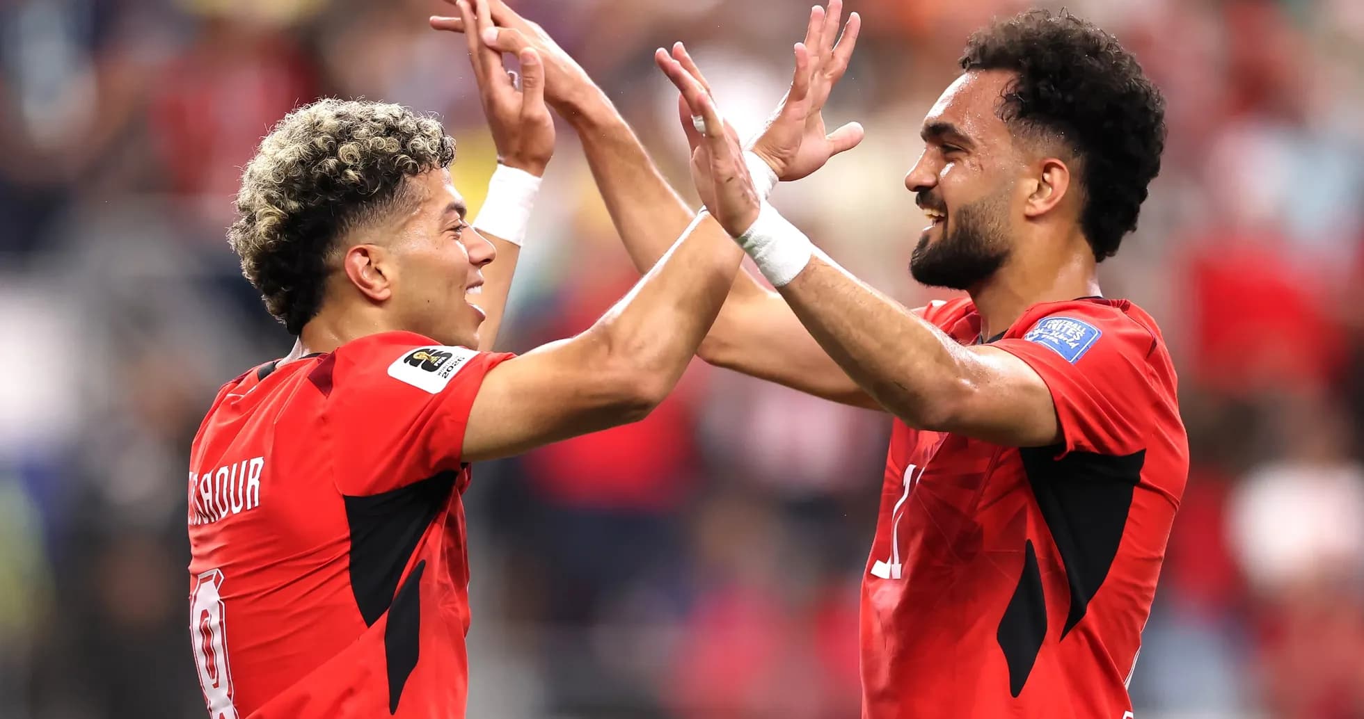 Jugadores de Egipto celebrando un gol