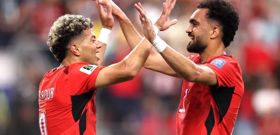 Jugadores de Egipto celebrando un gol