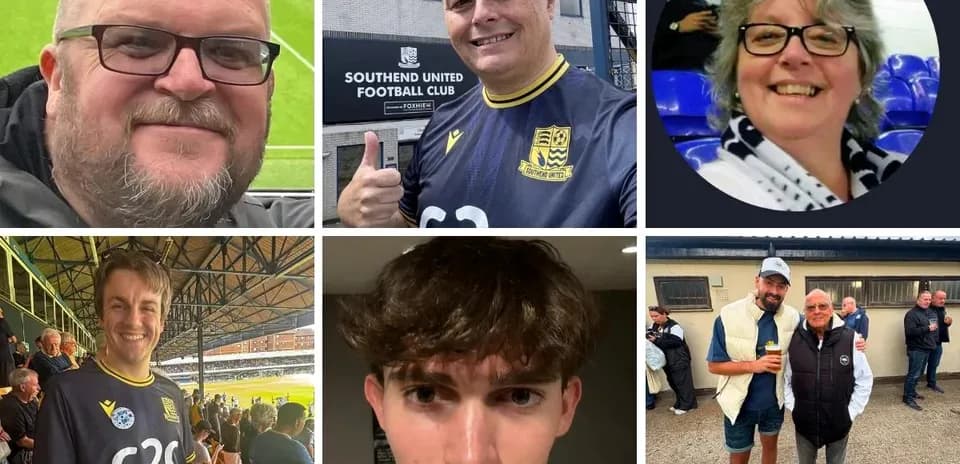 A collage of Southend United football fans