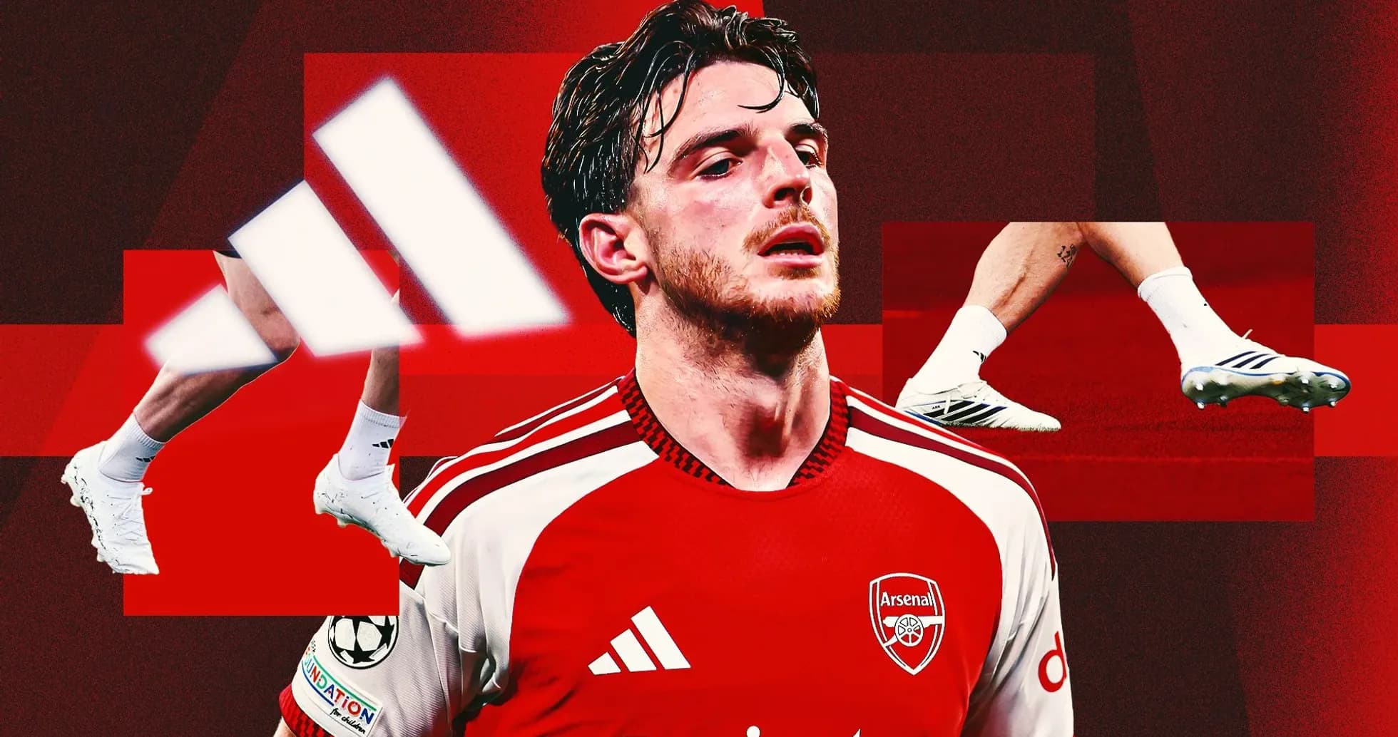 Jugador de Arsenal con camiseta roja y botas blancas