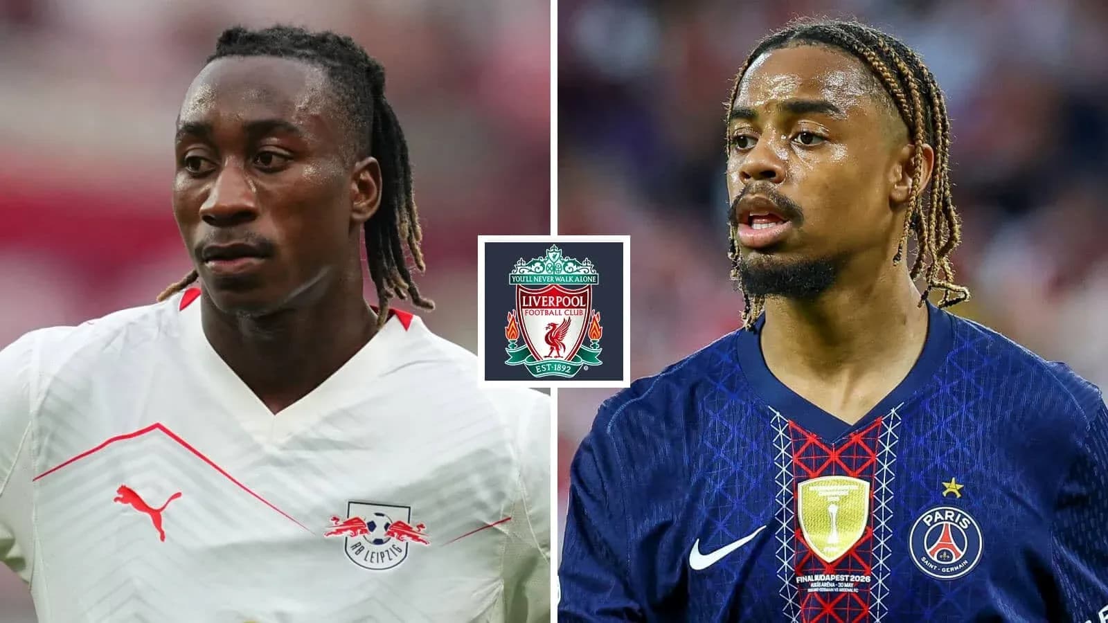 Jugadores de RB Leipzig y PSG en acción