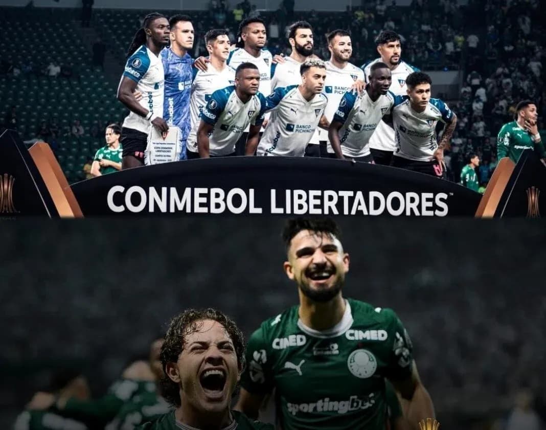 Jugadores de LDU de Quito y Palmeiras en la Libertadores