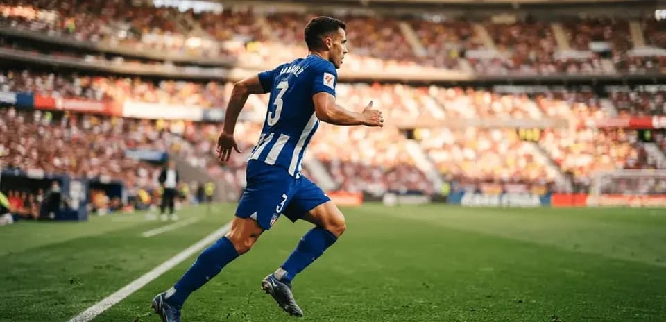 Jugador corriendo por la banda en un estadio