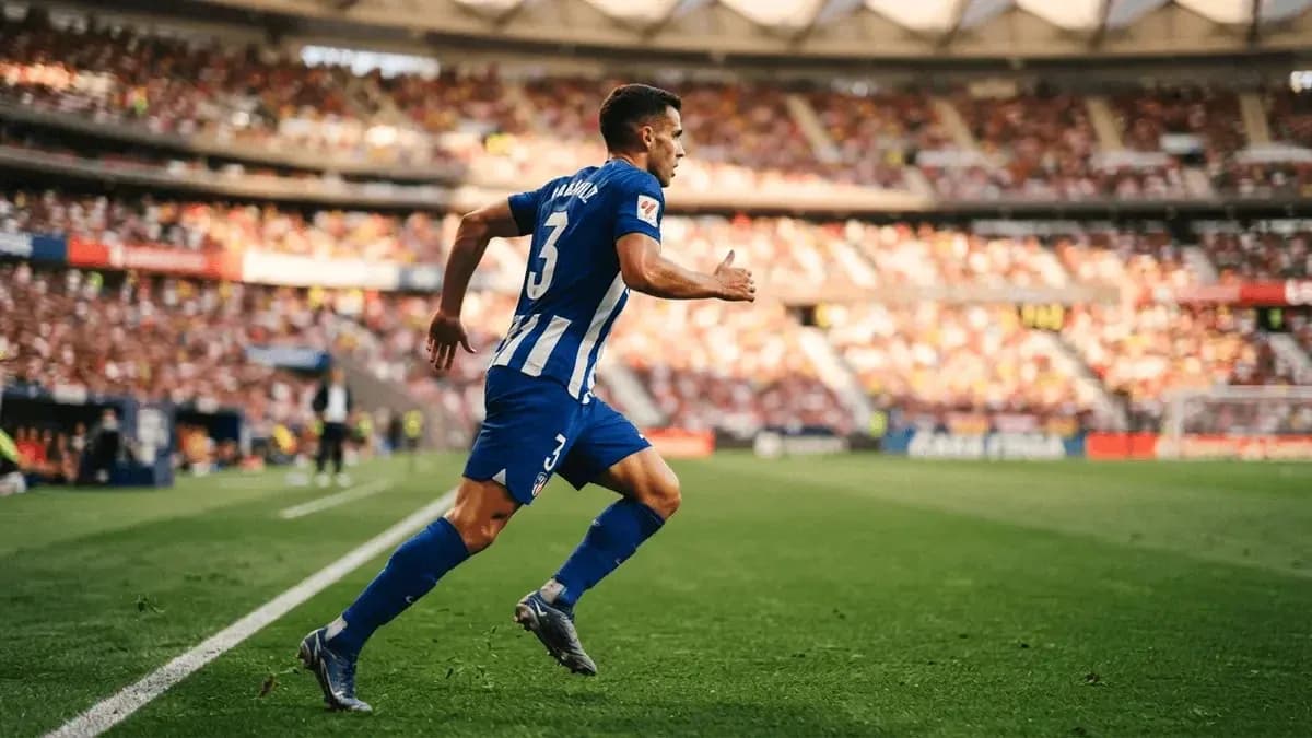 Jugador corriendo por la banda en un estadio