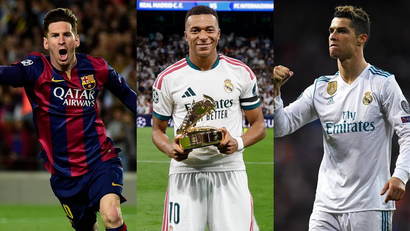 Comparación de Kylian Mbappé con Messi y Ronaldo tras 100 partidos en la Champions League