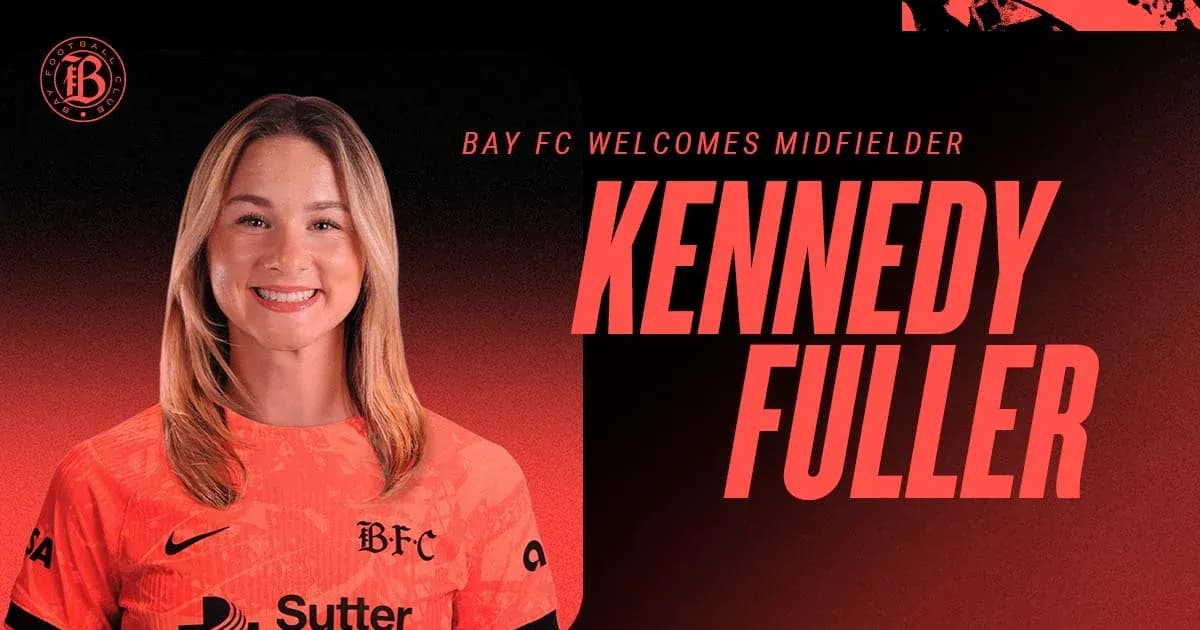 Kennedy Fuller posing in Bay FC jersey Kennedy Fuller posing in Bay FC jersey