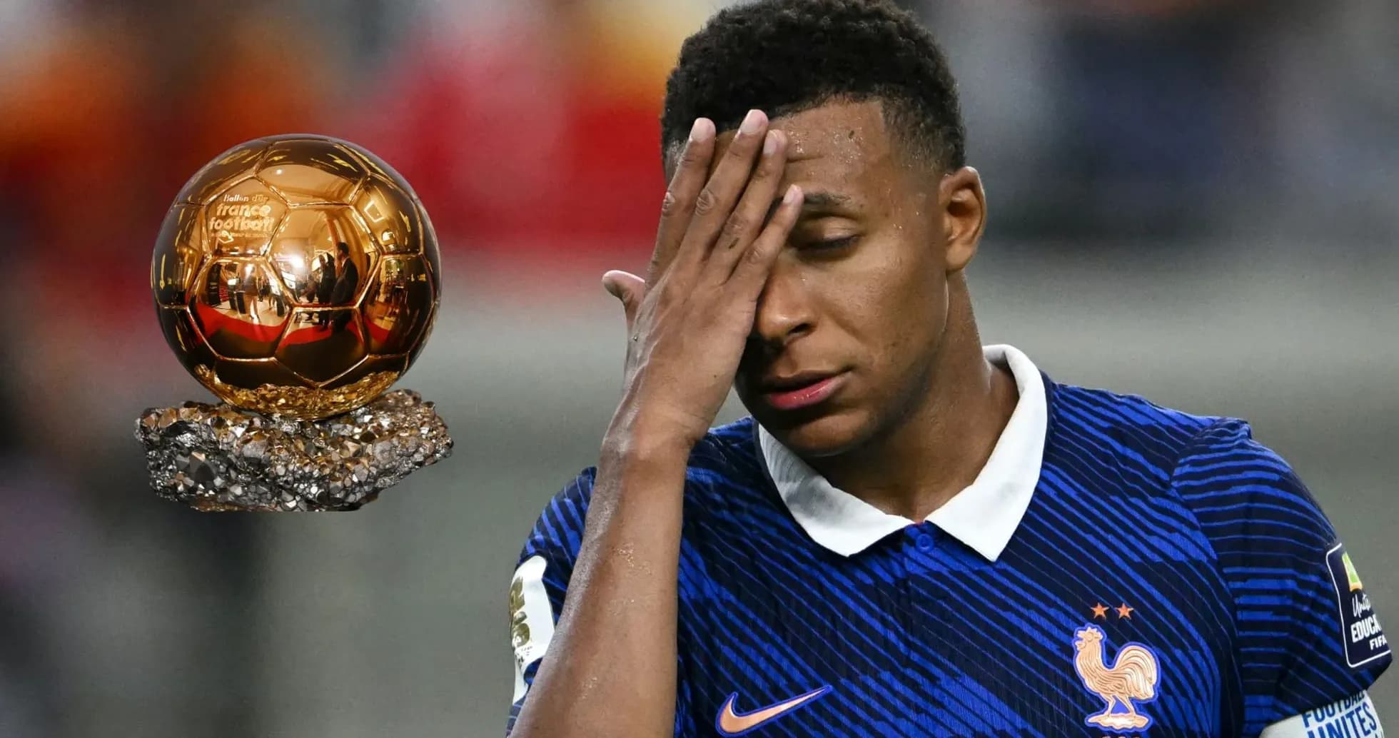 Jugador de Francia con Balón de Oro en fondo Jugador de Francia con Balón de Oro en fondo