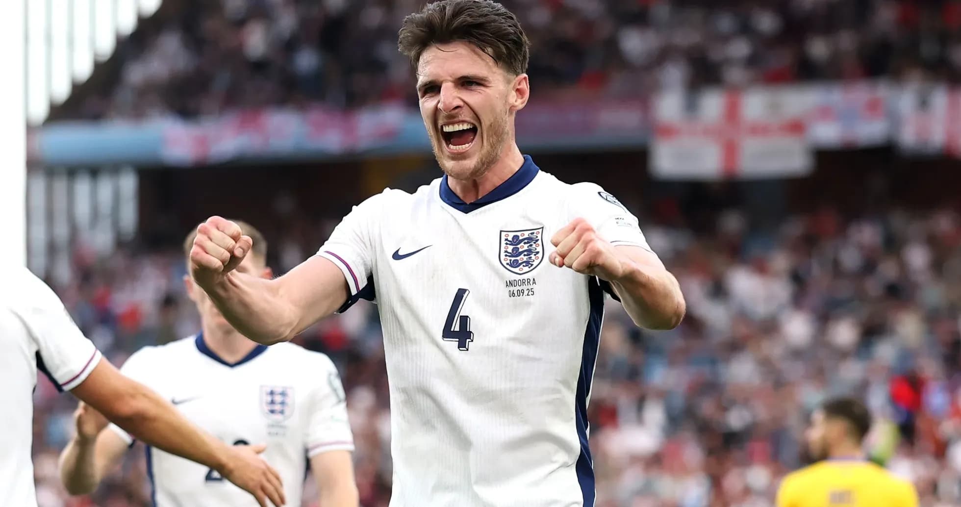 Jugador de Inglaterra celebrando un gol en el partido Jugador de Inglaterra celebrando un gol en el partido