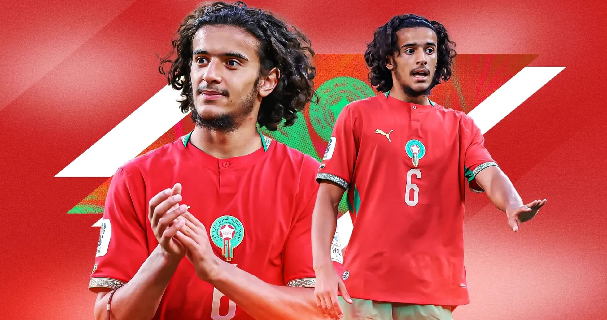 Jugador de Marruecos en uniforme durante partido Jugador de Marruecos en uniforme durante partido
