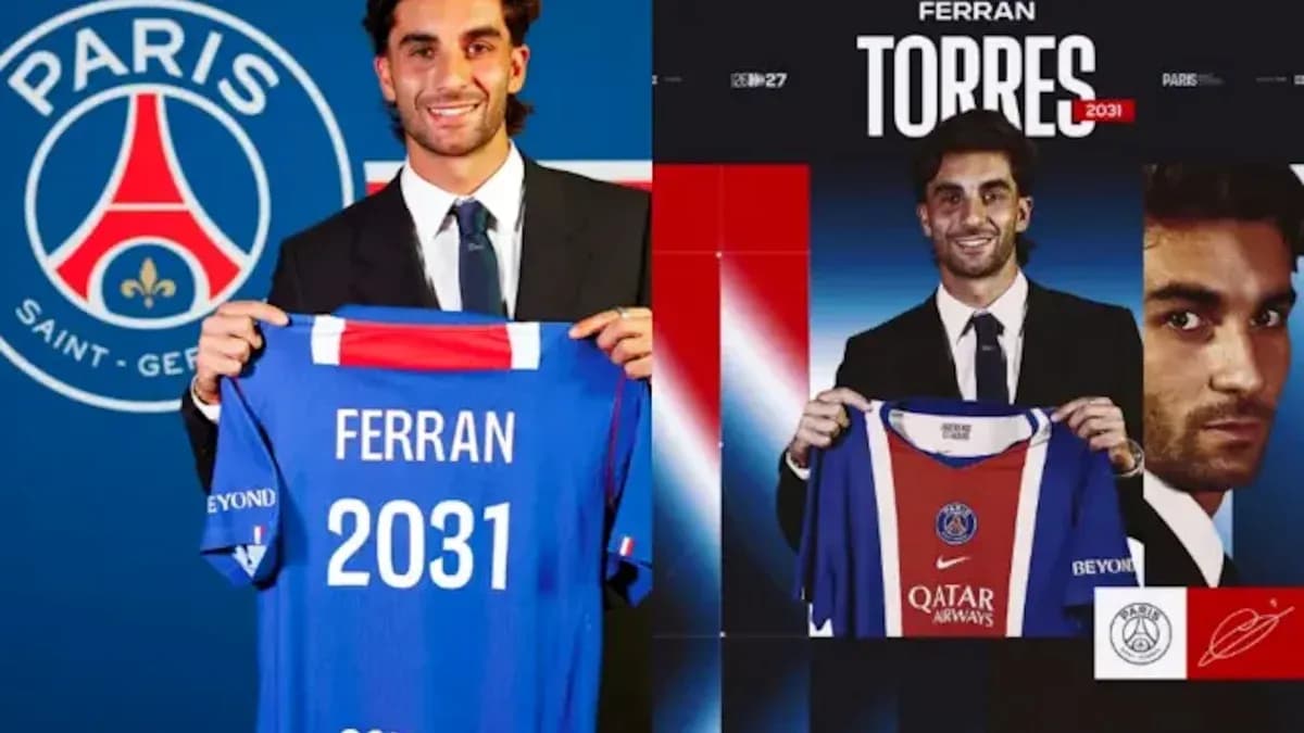 Ferran Torres presenta camiseta de PSG en conferencia Ferran Torres presenta camiseta de PSG en conferencia