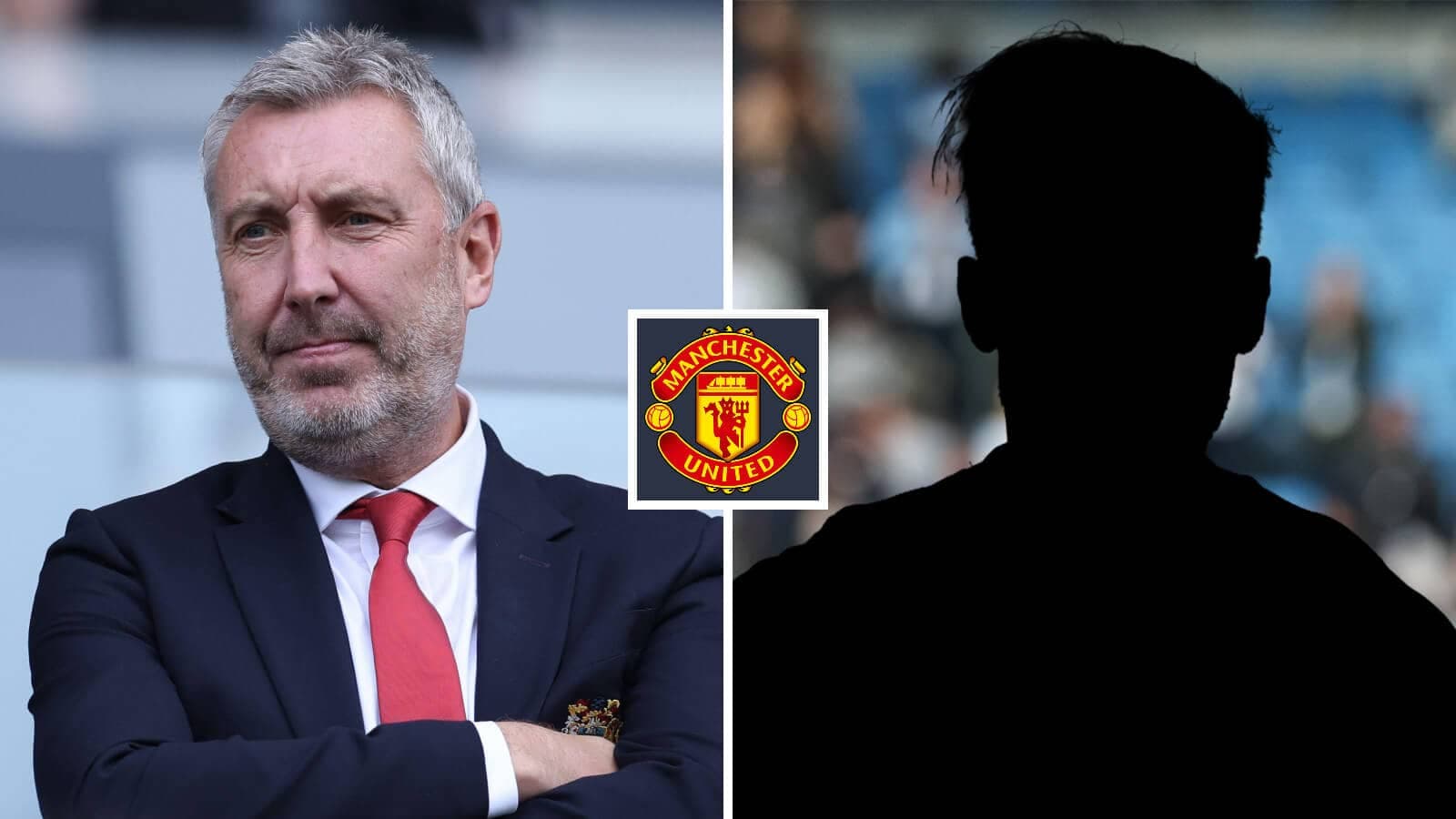 Entrenador de Manchester United junto a silueta de jugador Entrenador de Manchester United junto a silueta de jugador