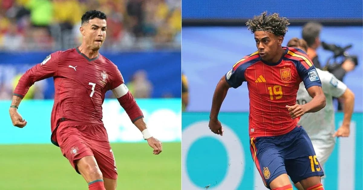 Cristiano Ronaldo y jugador de España en acción Cristiano Ronaldo y jugador de España en acción