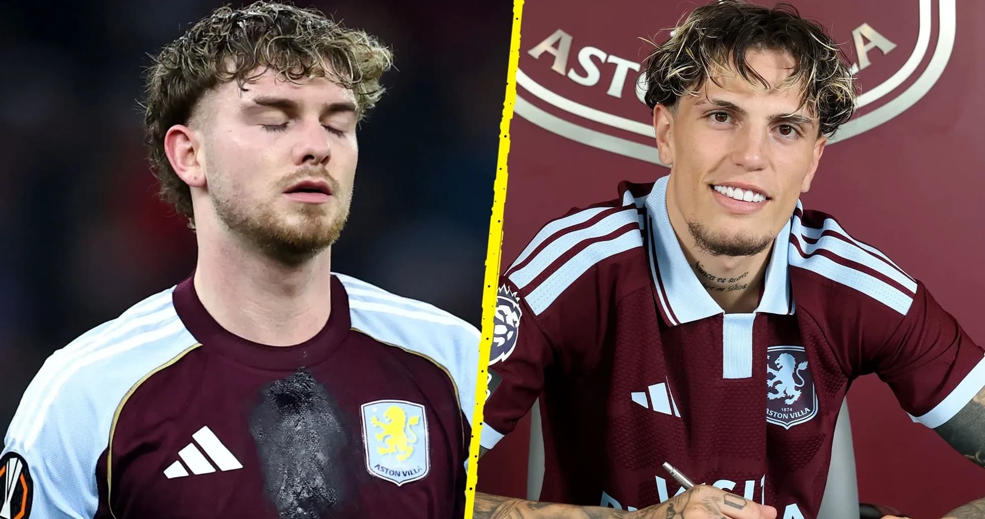 Jugador de Aston Villa en dos situaciones diferentes Jugador de Aston Villa en dos situaciones diferentes