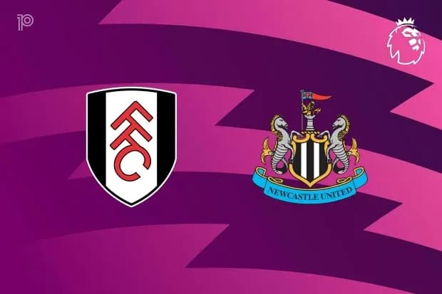 Logos de Fulham y Newcastle United en fondo morado Logos de Fulham y Newcastle United en fondo morado