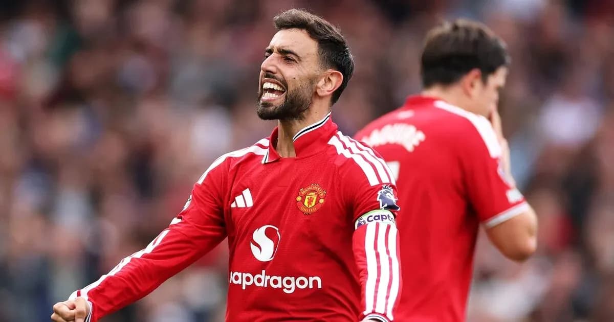 Bruno Fernandes celebrando durante un partido con Manchester United Bruno Fernandes celebrando durante un partido con Manchester United