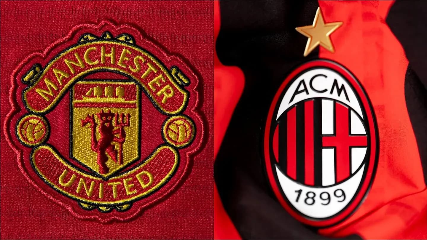 Escudos de Manchester United y AC Milan juntos Escudos de Manchester United y AC Milan juntos
