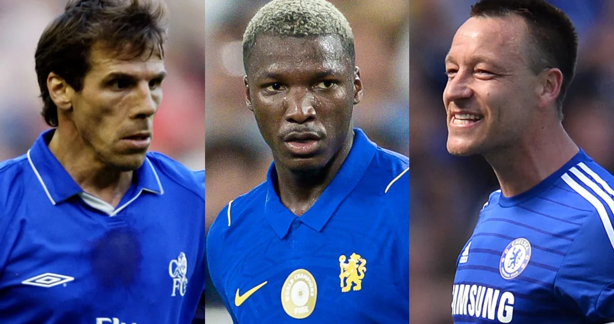 Tres jugadores de Chelsea en uniforme azul Tres jugadores de Chelsea en uniforme azul