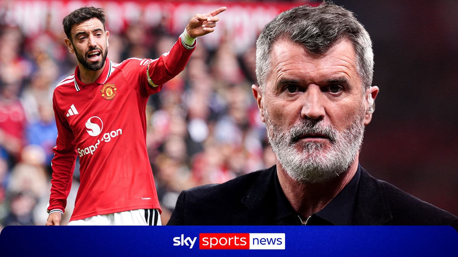 Bruno Fernandes señalando durante un partido de Manchester United Bruno Fernandes señalando durante un partido de Manchester United
