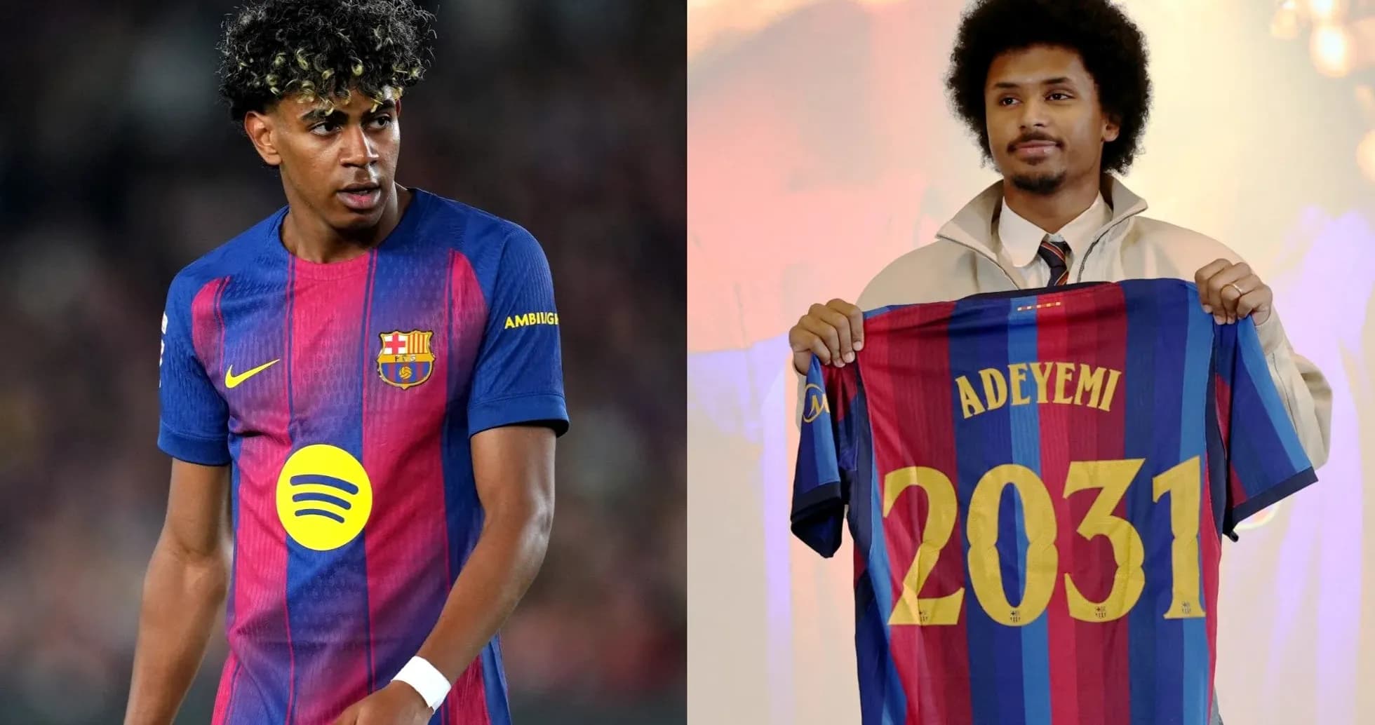 Jugador del Barcelona y presentación de Adeyemi Jugador del Barcelona y presentación de Adeyemi