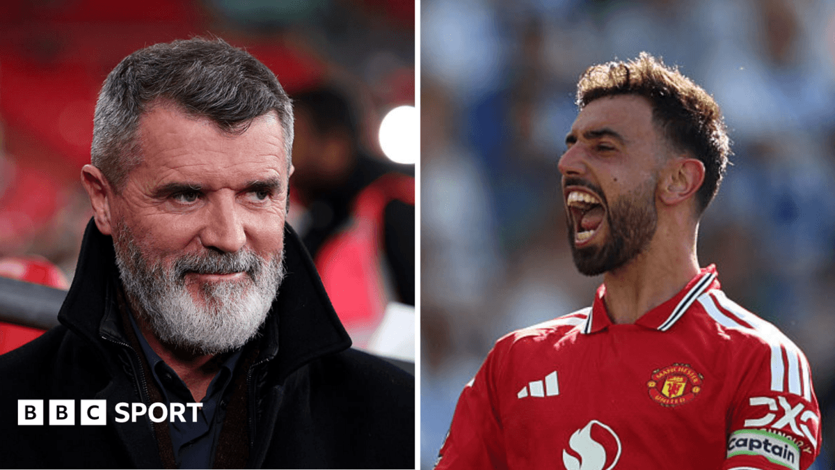 Roy Keane and Bruno Fernandes during match moments Roy Keane and Bruno Fernandes during match moments
