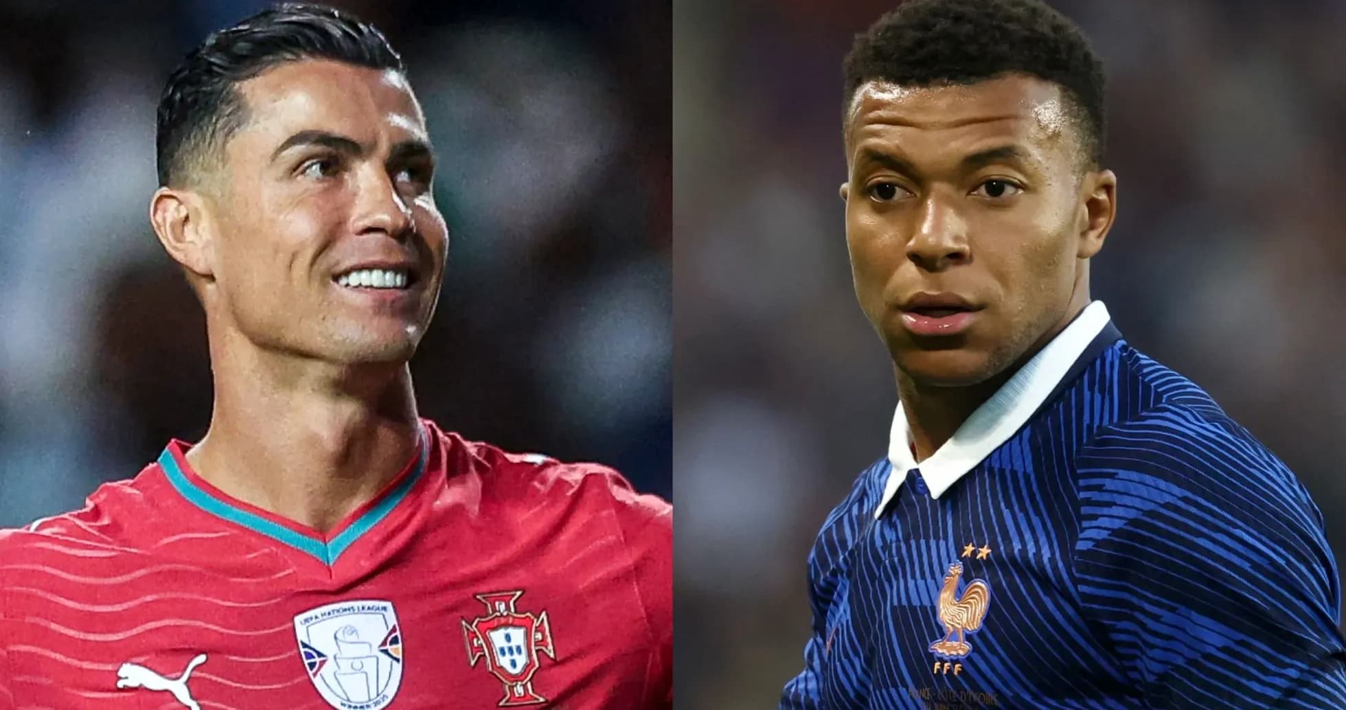 Cristiano Ronaldo y Kylian Mbappé en retratos Cristiano Ronaldo y Kylian Mbappé en retratos