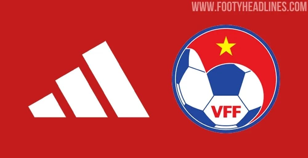 Logos de Adidas y VFF sobre fondo rojo Logos de Adidas y VFF sobre fondo rojo
