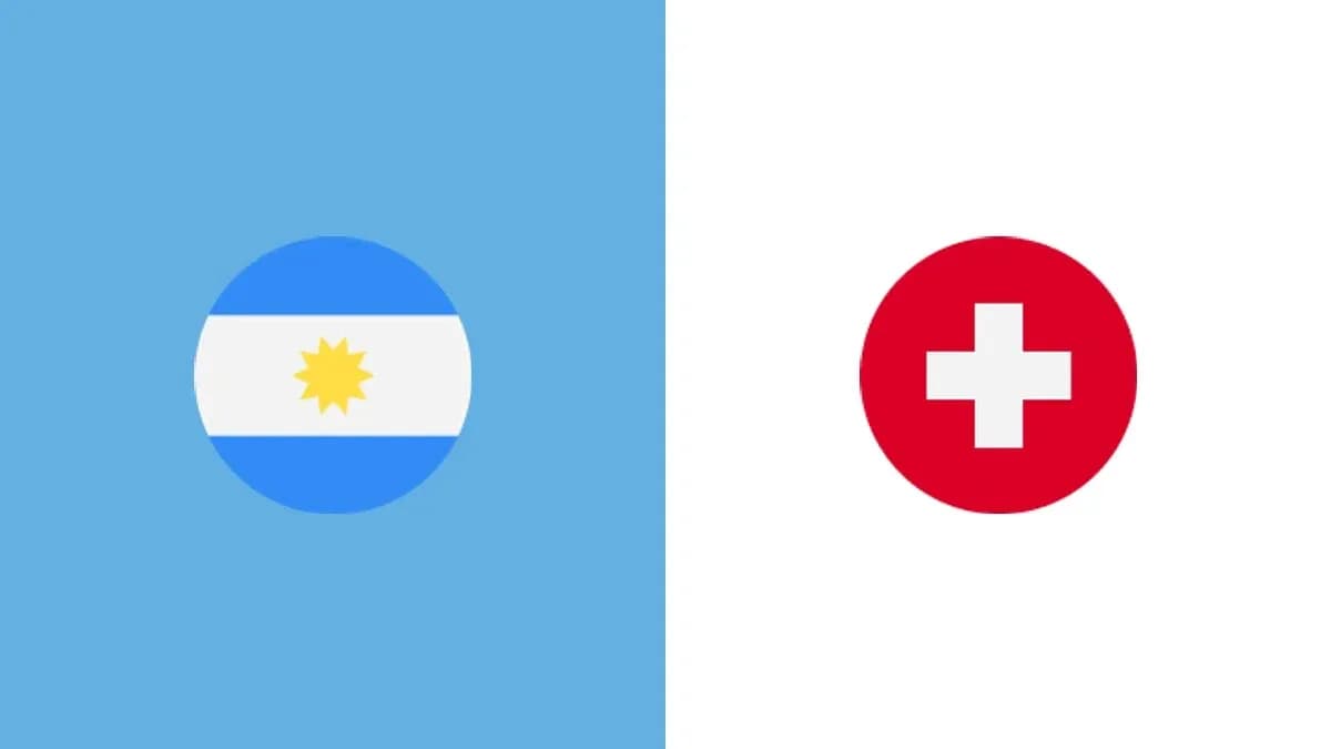 Banderas de Argentina y Suiza en fondo colorido Banderas de Argentina y Suiza en fondo colorido