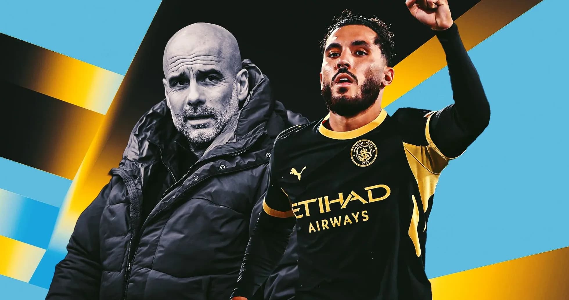 Entrenador y jugador de Manchester City en acción Entrenador y jugador de Manchester City en acción